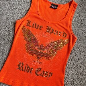 Orange Harley Davidson Tank Top S